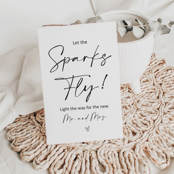 Sparkler Send Off Sign, Let the sparks fly modern wedding sign, minimalist wedding, instant download, wedding signs, Printable Sign