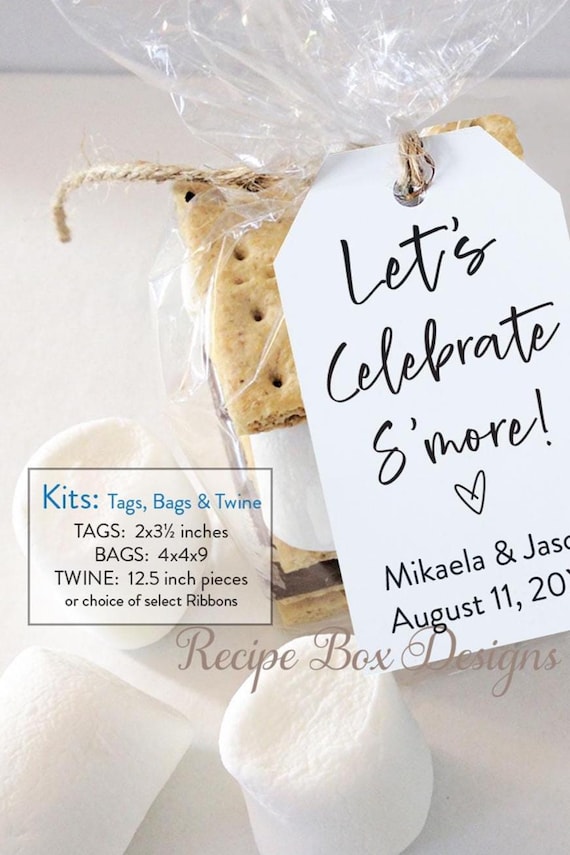 S'mores, Let's Celebrate Smore Favor Kit, Smore Love, Rustic Wedding Favor Smores Bar, Smore Favor Kit with Tags, Bags, Twine and No Food