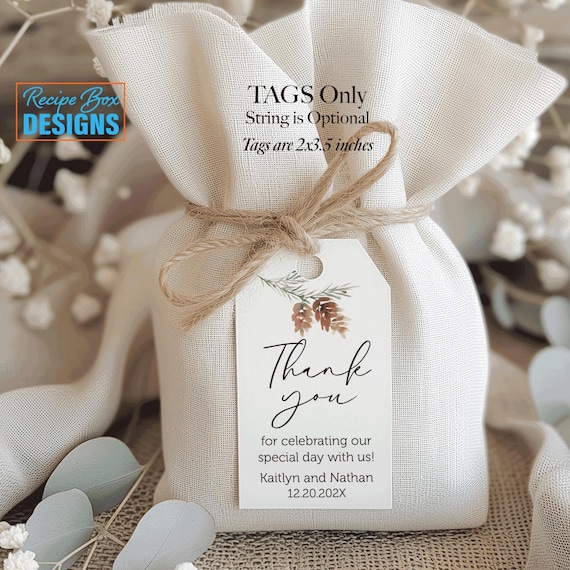 Winter Wedding Favor Tag, Acorn Branch, Winter Wedding, Favor Tag, Printed Tags, Acorn Thank You Favor Tag