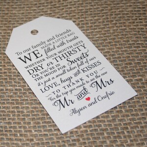 Hotel Welcome Tags, Welcome Bag Tags, Wedding Gift Tags, Gift Bag Tags, Favors Gift Bag Tags, Thank You family friends Gift Tags Large Tag