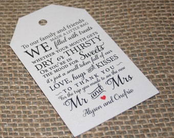 Printed Wedding Welcome Bag Tags: Family & Friends Gift, Welcome Out Of Town Guests Tag, 4.25x5.5