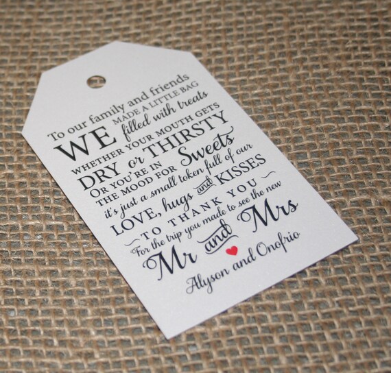  24 ct Hotel Welcome Bag Tags, Welcome Wedding Tags