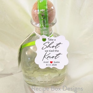 Take a shot, Wedding Favors Tags, Printed Tag, Personalized Tags, Mini Bottle Tags, personalized favor tag, take a shot we tied the knot 2x2