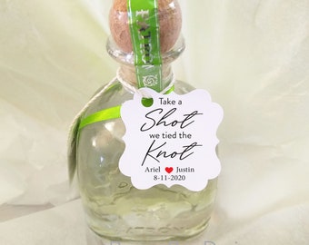 Take a shot, Wedding Favors Tags, Printed Tag, Personalized Tags, Mini Bottle Tags, personalized favor tag, take a shot we tied the knot 2x2