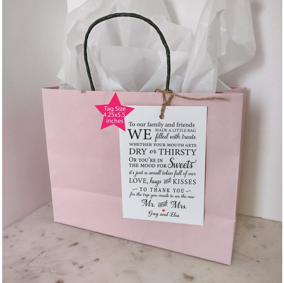 Printed Large Wedding Welcome Bag Tags for family and friends, Gift Bag Tag, Hotel Guest Bag, Destination Wedding, Welcome Bag tags, 4x5.5
