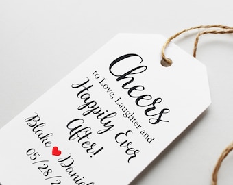 Mini Bottle tags wedding party favor,Printed Cheers to Love Laughter Favor Tags, Thank you Tags, Wedding Tags, Champagne Tag, Shot Glass Tag