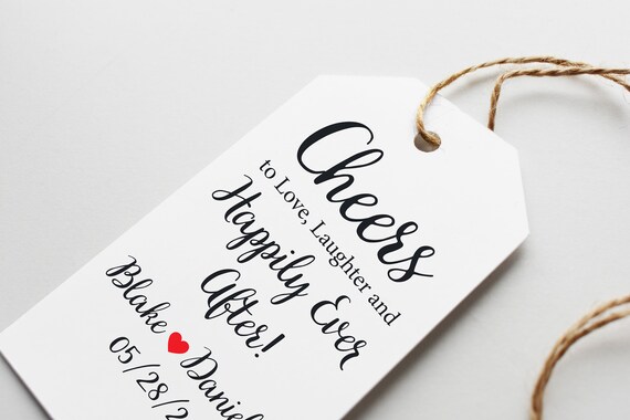 Mini Bottle tags wedding party favor,Printed Cheers to Love Laughter Favor Tags, Thank you Tags, Wedding Tags, Champagne Tag, Shot Glass Tag