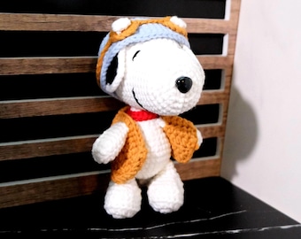 Handmade Crochet Pilot Snoopie Dog Plush – Inspired Character Amigurumi