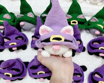 Crochet Cat Witch Plushie: Handmade Halloween Amigurumi - Sunny Roses Shop