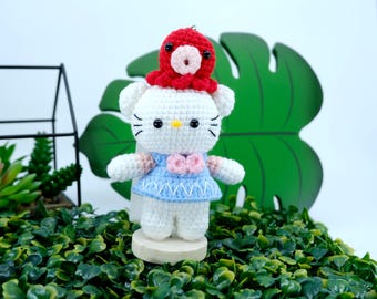 Crochet Princess Cat Plush – Handmade Amigurumi Kitty in Pink Dress
