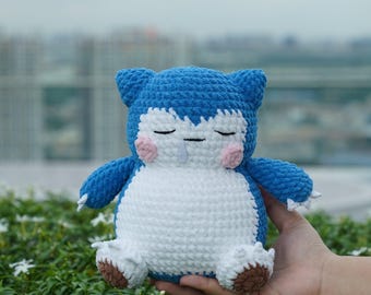 Snorlaz-Inspired Plush – Handmade Crochet Sleeping Amigurumi | Large Lazy PKM Plushie
