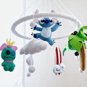 Baby crib mobile Cartoon cute blue animal nursery decor Hawaii baby room decor idea