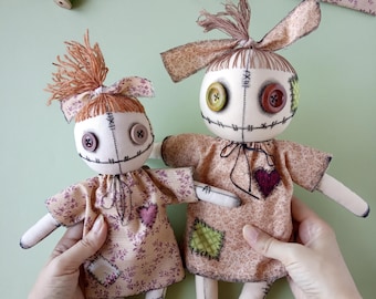 Voodoo Doll with Round Head Sewing Pattern PDF, DIY Creepy Cute Doll in Dress Template Instant Download