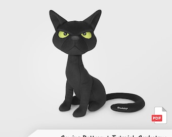 Naaipatroon zwarte kat, Halloween-katje Pdf-zelfstudie