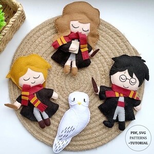 Wizards felt dolls PDF patterns Magical school felt toys digital sewing template DIY felt wizards dolls