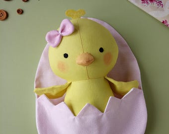 Patrón de costura para cama de pollito y huevo rellenos (PDF), tutorial para muñeco de animal, descarga digital, regalo de Pascua DIY para primavera