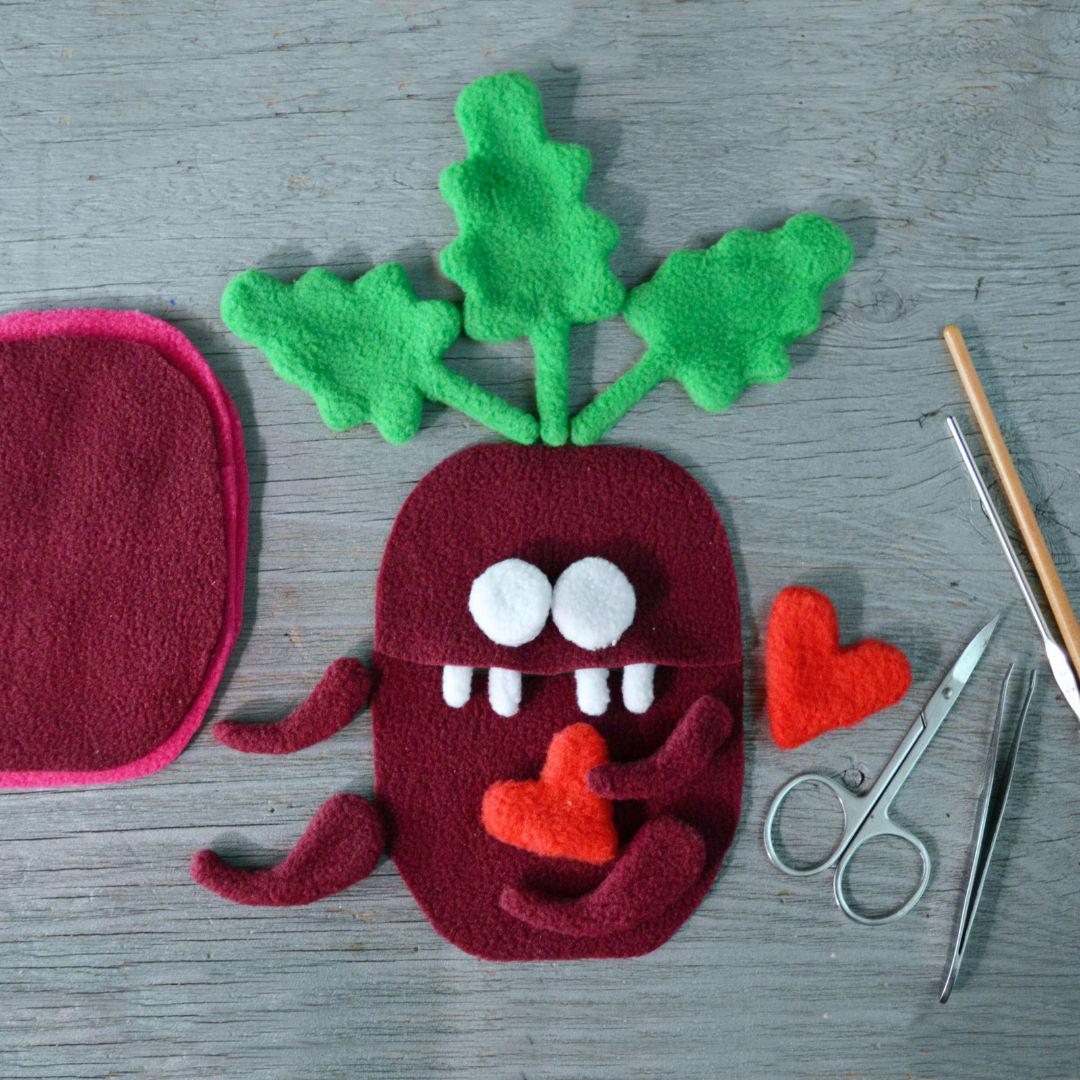 Beet Monster Sewing Pattern PDF. Veggie Plush Toy With Pocket Mouth ...