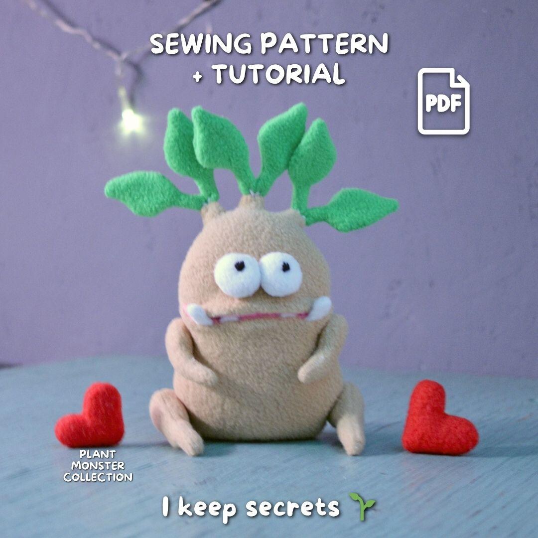 Tuber Plant Monster Sewing Pattern Plush Toy PDF Tutorial, Pocket Mouth ...
