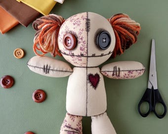 Spooky Cute Voodoo Doll Sewing Pattern and Tutorial PDF, Halloween DIY Decoration Instant Download