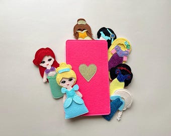 Viltprinses, aankleedpopset, aankleedspel, verjaardagscadeau voor meisje, reisspel, aankleedpop, kerststil boek
