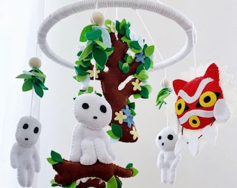 Anime baby crib mobile Princess anime nursery decor idea White spirits theme kids room