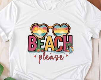 Camiseta "Playa, por favor": Camiseta de vacaciones de verano para mujer