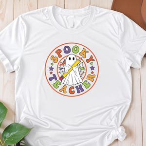 Halloween Shirts, Spooky Teacher Shirt, Teacher Shirts, Retro Halloween Teacher, Kindergarten Teacher Tee, Teacher Halloween Shirts
