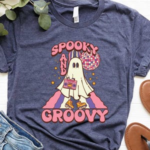 Spooky Groovy Disco Ghost Oversized T-Shirt: Vintage Halloween Shirt