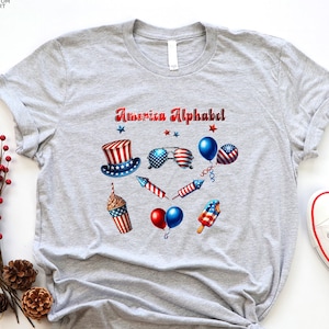 Patriotic Alphabet Shirt: USA ABC Teacher T-Shirt