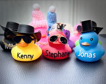 Personalisierte Gummiente mit Namen – Geschenk Idee, Auto Ente, lustige Ente  individuell