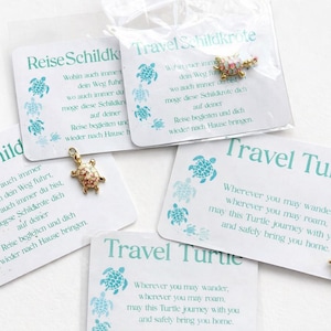 Reise Schildkröte - Travel Turtle  - Karte mit Schildkröten Anhänger , sichere Reise Anhänger , Glücksbringer, Reisegeschenk, Geschenk, Bunt