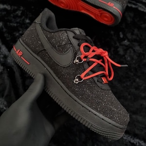 Custom nike air force 1s glitter pack red