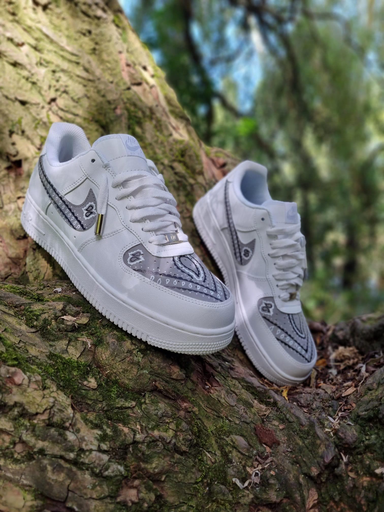 Custom Nike Air Force 1s Grey Bandana - Etsy