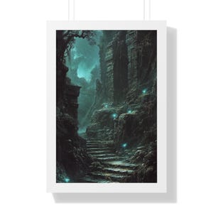 Vertical Poster, Mysterious Staircase Wall Art, Home Decor, Hanging Print, Gothic Decor, Halloween Decoration