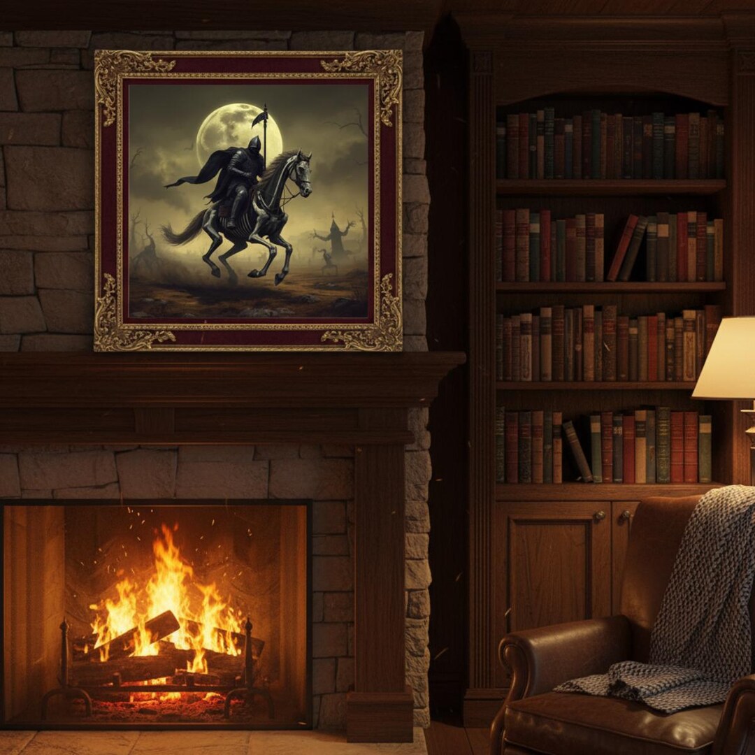 Wall Art - Medieval Knight Riding Horse Under the Moon - Etsy