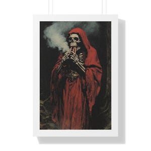 Vertical Poster, Skull with smoke, Gothic Home Decor, Halloween Wall Art, Spooky Room Decor, Creepy Art Print, Dark Aesthetic Poster