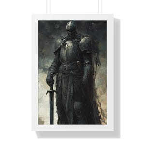 Vertical Poster, Knight with sword art for medieval enthusiasts, Home decor, Wall art, Dorm decoration, Gift for history buffs, Castle theme