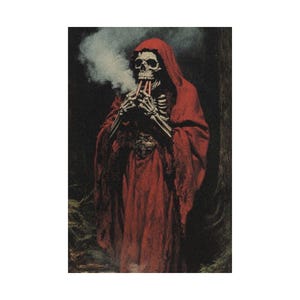Vertical Poster, Skull with Smoke Design, Gothic Home Decor, Matte Wall Art Print, Spooky Room Decoration, Halloween Wall Hanging, Dark Art