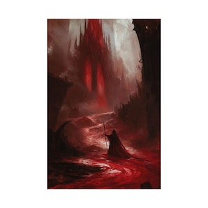 Dark Blood Throne Matte Vertical Poster, Gothic Home Decor, Vampire Art Print, Halloween Wall Art, Horror Room Decoration