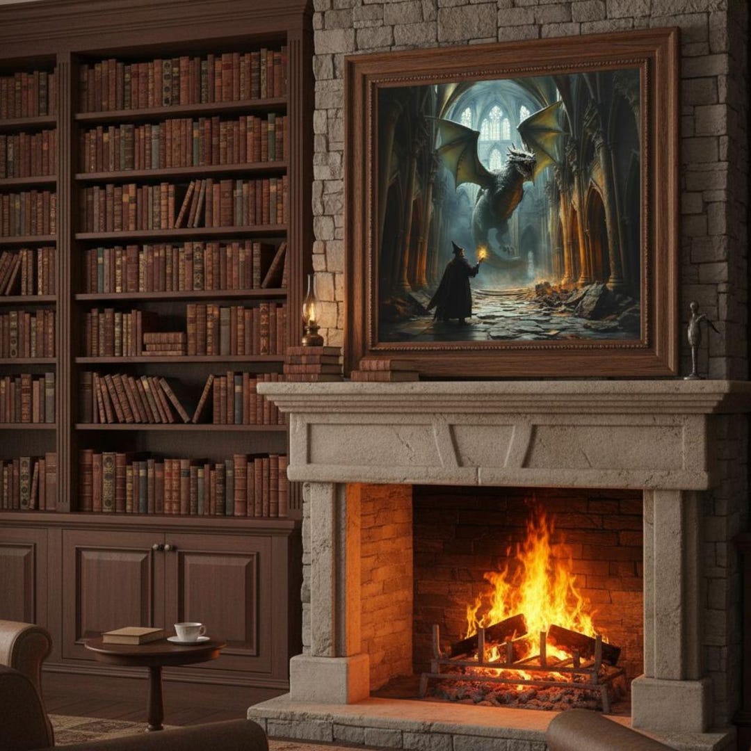 Wizard and Dragon Canvas Print: Fantasy Wall Art - Etsy