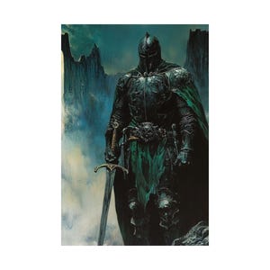 Vertical Posters, Knight with Sword Wall Art, Medieval Decor, Fantasy Art Print, Swordsmen Poster, Knightly Art, Castle Warrior Print, Game