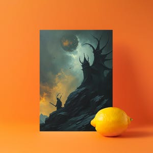 Vertical Poster, Dark Tree and Knight Wall Art, Gothic Home Decor, Fantasy Poster Art Print, Medieval Knight Poster, Framed Art Print