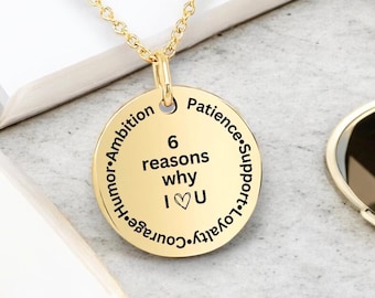 Collar colgante de oro personalizado "Razones por las que te amo"
