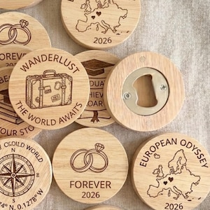 Custom Engraved Wooden Bottle Opener, Magnetic Beer Opener, Personalized Gift, Wedding Favors, Groomsmen Gift, Party Favor