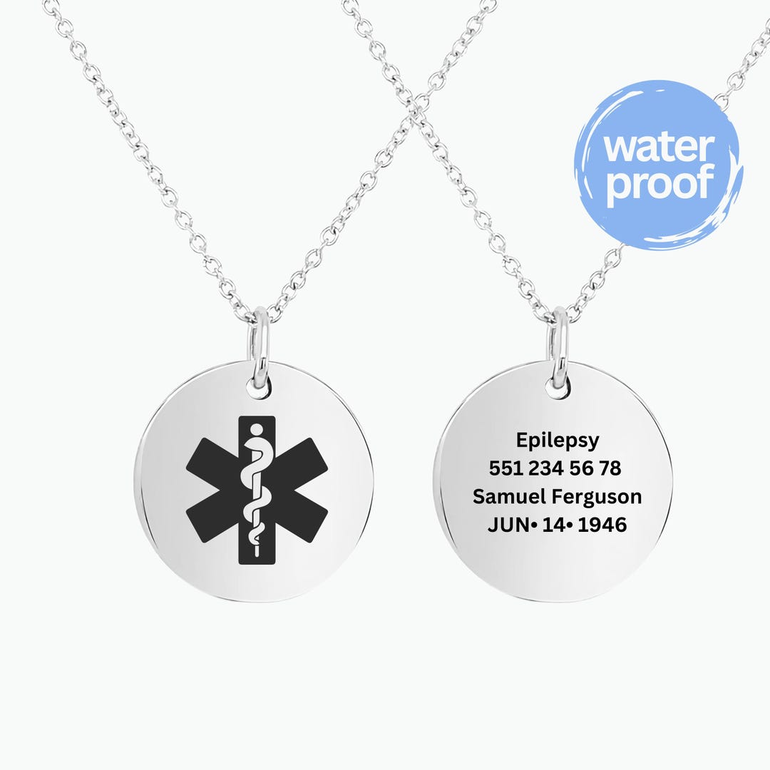 Personalized Medical Alert Necklace, Gold Stainless Steel ID Jewelry ...