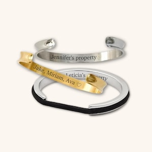 Aangepaste haarelastiek, armband, gegroefde manchetarmband | Haarelastiekje-armbandhouder, Bf gifts aangepaste armband, gepersonaliseerde armband