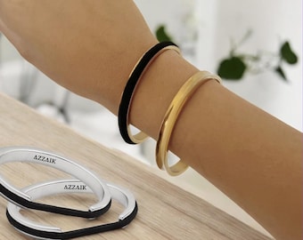 Gold Plated Stainless Steel Hair Tie Cuff Bangle Bracelet