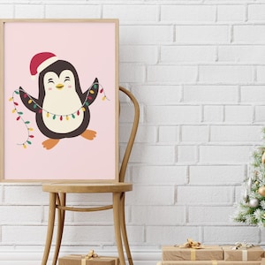 Glücklicher Pinguin, süsser Pinguin, süsser Weihnachtsdekor, süsses Winterdekor, saisonales Dekor, weihnachtliches Wohndekor