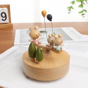Birthday Personalized Bear Seesaw Music Box - Custom Engraved Music Box for Kids,Baby Shower,Baby Shower Gift,Nursery Decor,Anime Music Box