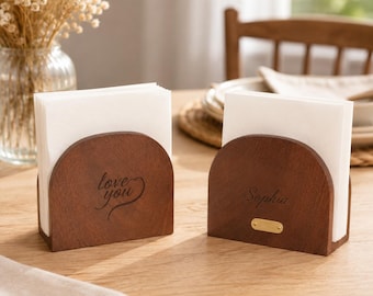 Handmade Ebony Wood Napkin Holder, Natural Wooden Tissue Box Cover, Rustic Minimalist Table Organizer for Dining Room, Kitchen Counter
